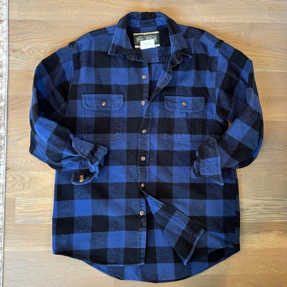 VTG Field & Stream Flannel Shirt Heavyweight Workwear Buffalo Check Mens Large - Picture 2 of 6